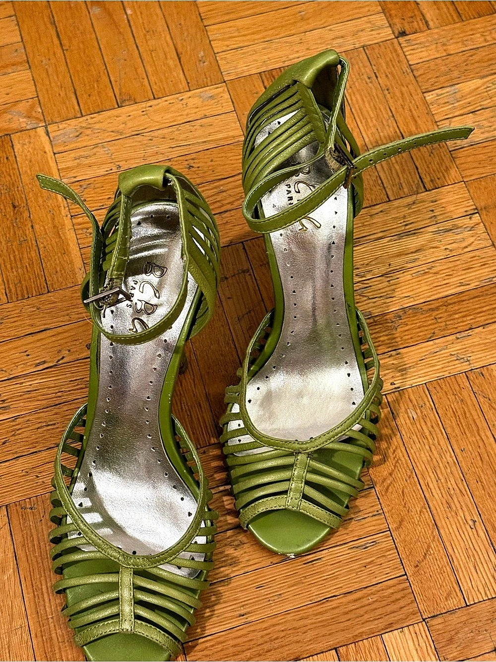 BCBG Green Strappy Heels US 7